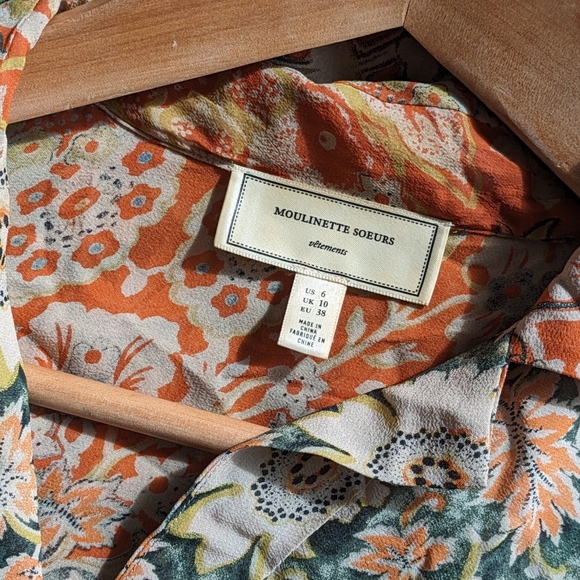 Moulinette Soeurs Printed Silk Maxi Dress sz 6 - Picture 8 of 14